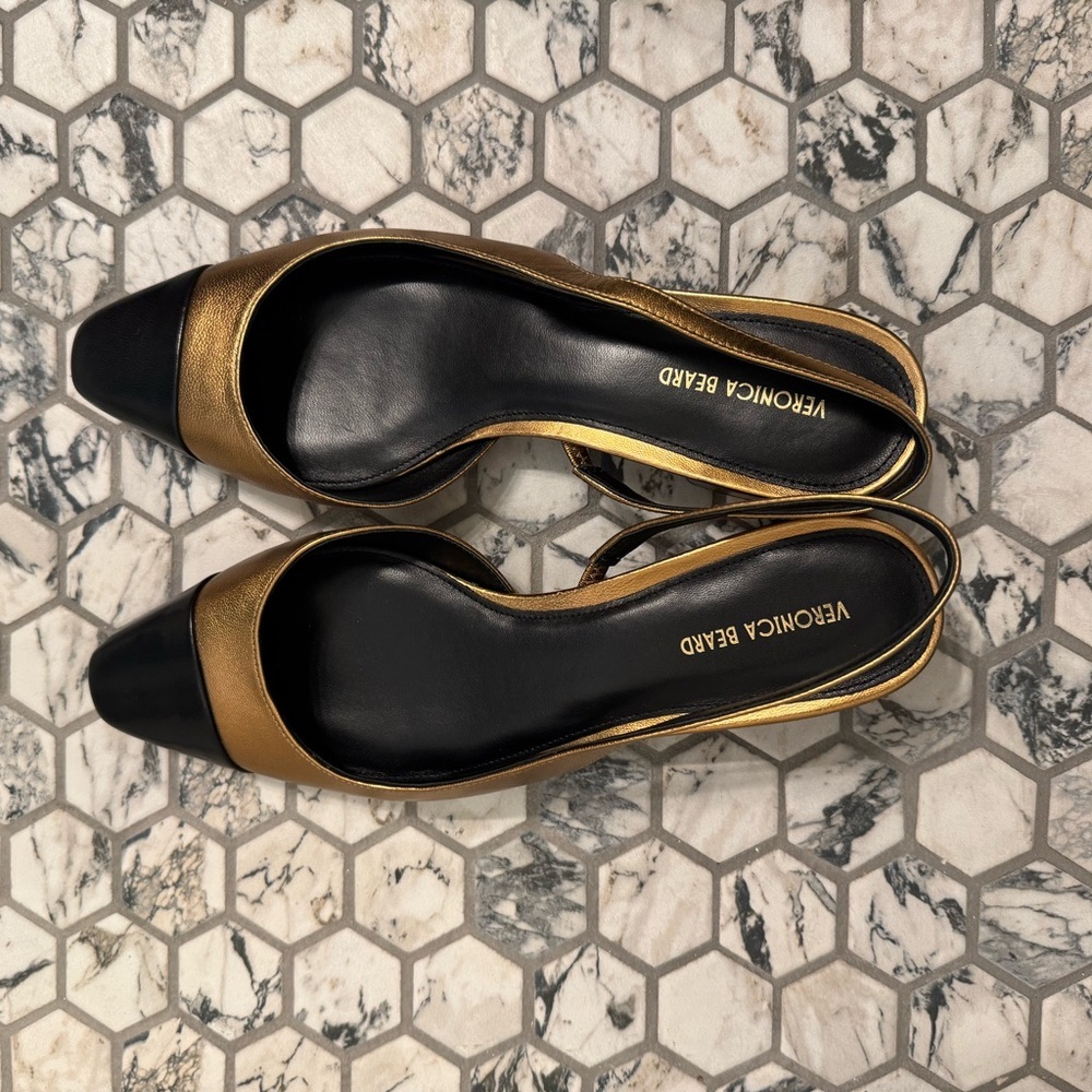 Veronica Beard Black and Gold Heels Never Worn